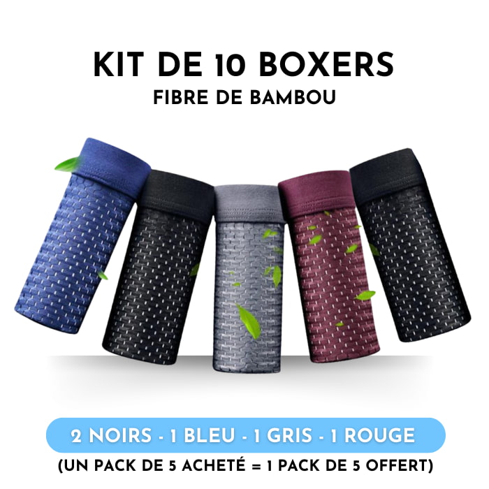 Kit 10 Boxers en Fibre de Bambou Box Hero - Achetez 5 et recevez-en 10